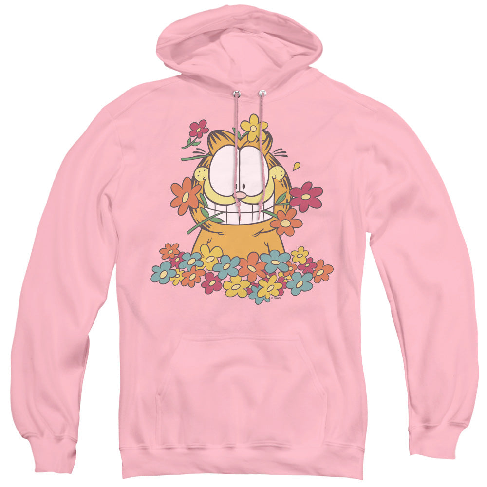 Garfield In The Garden Mens Hoodie Pink
