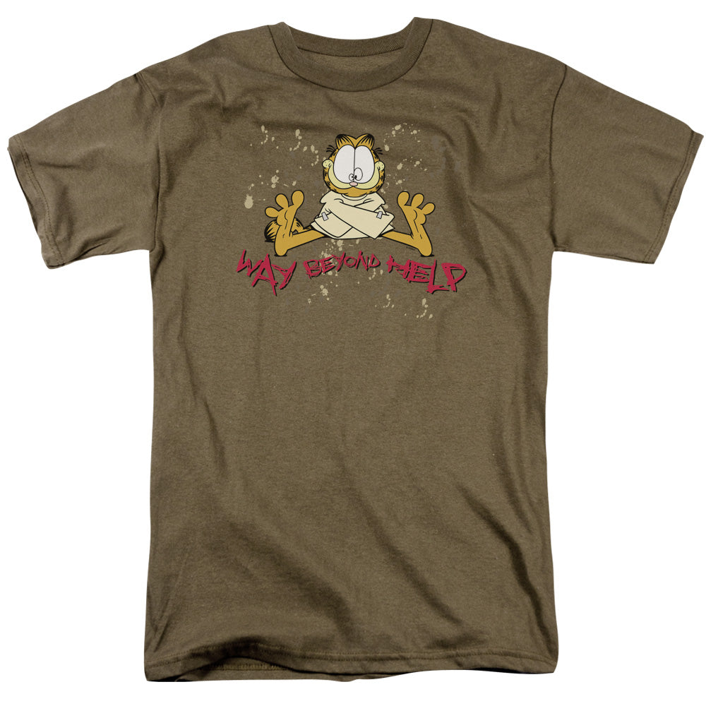 Garfield Way Beyond Help Mens T Shirt Safari Green Officially Licensed