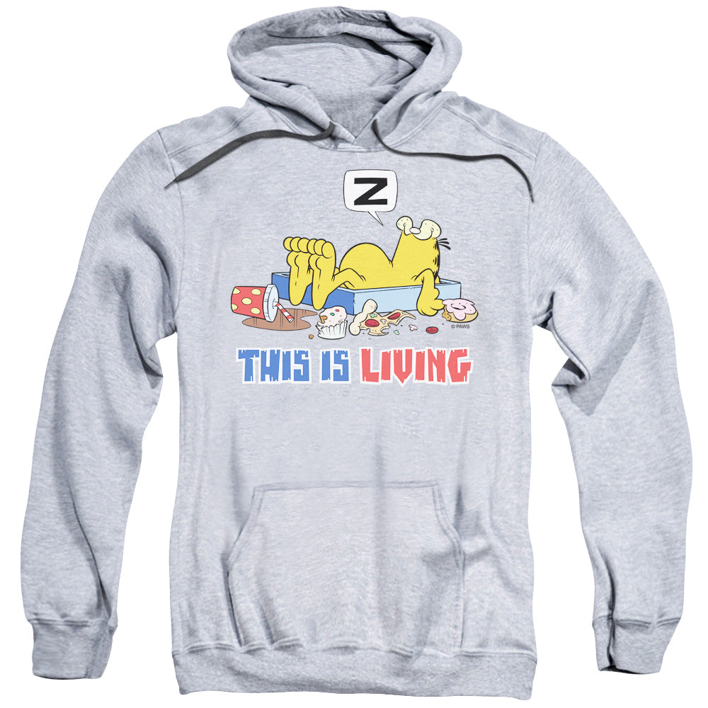 Garfield This Is Living Mens Hoodie Athletic Heather