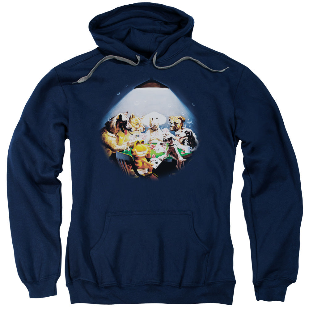 Garfield Playing With The Big Dogs Mens Hoodie Navy