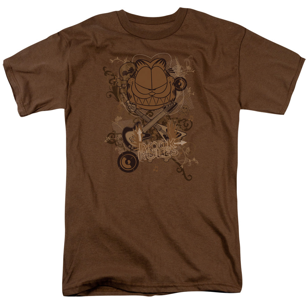 Garfield Rock Rules Mens T Shirt Coffee Officially Licensed