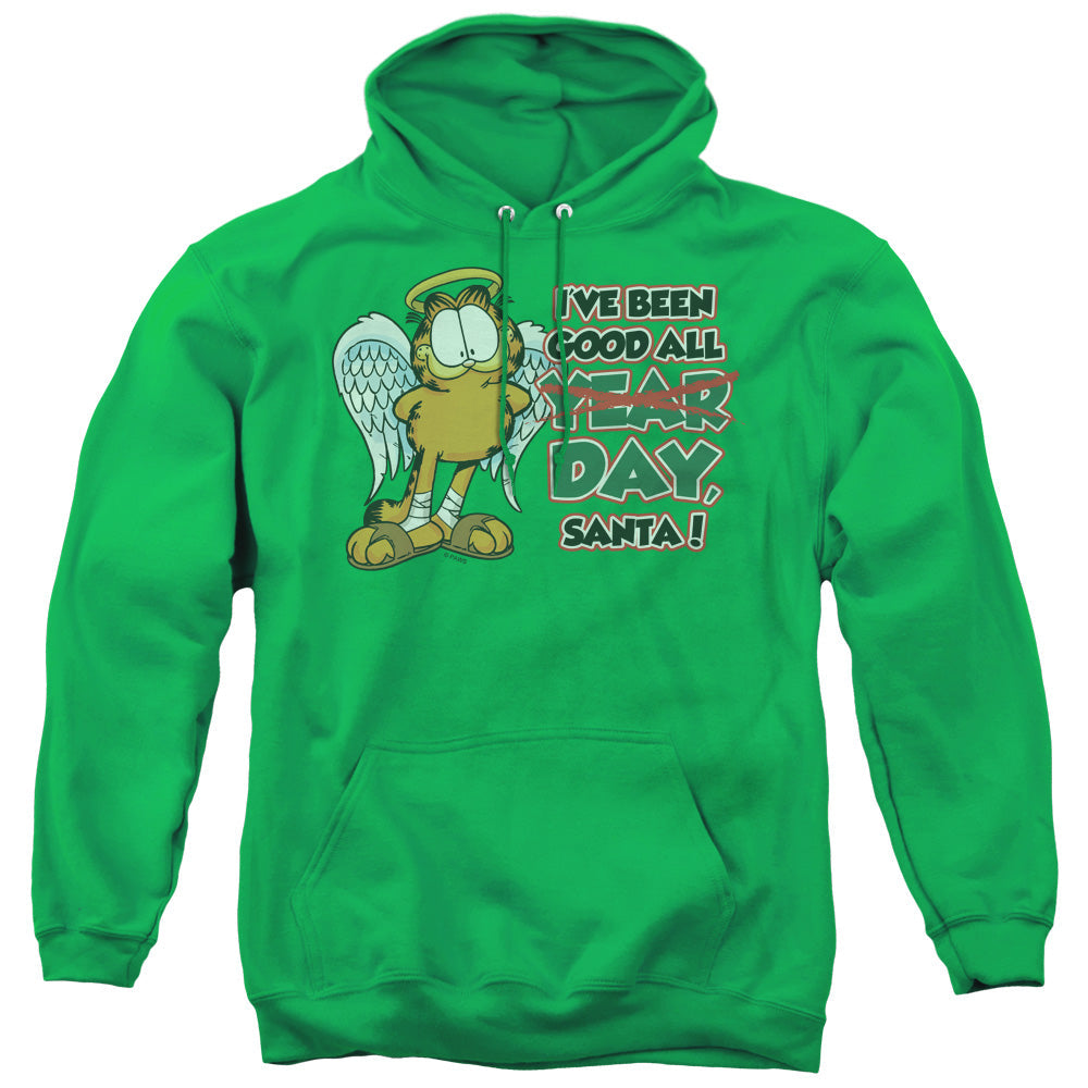 Garfield Ive Been Good Mens Hoodie Kelly Green