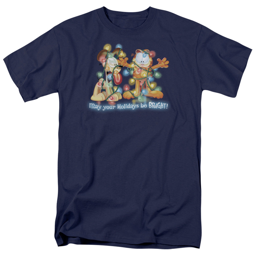 Garfield Bright Holidays Mens T Shirt Navy Officially Licensed