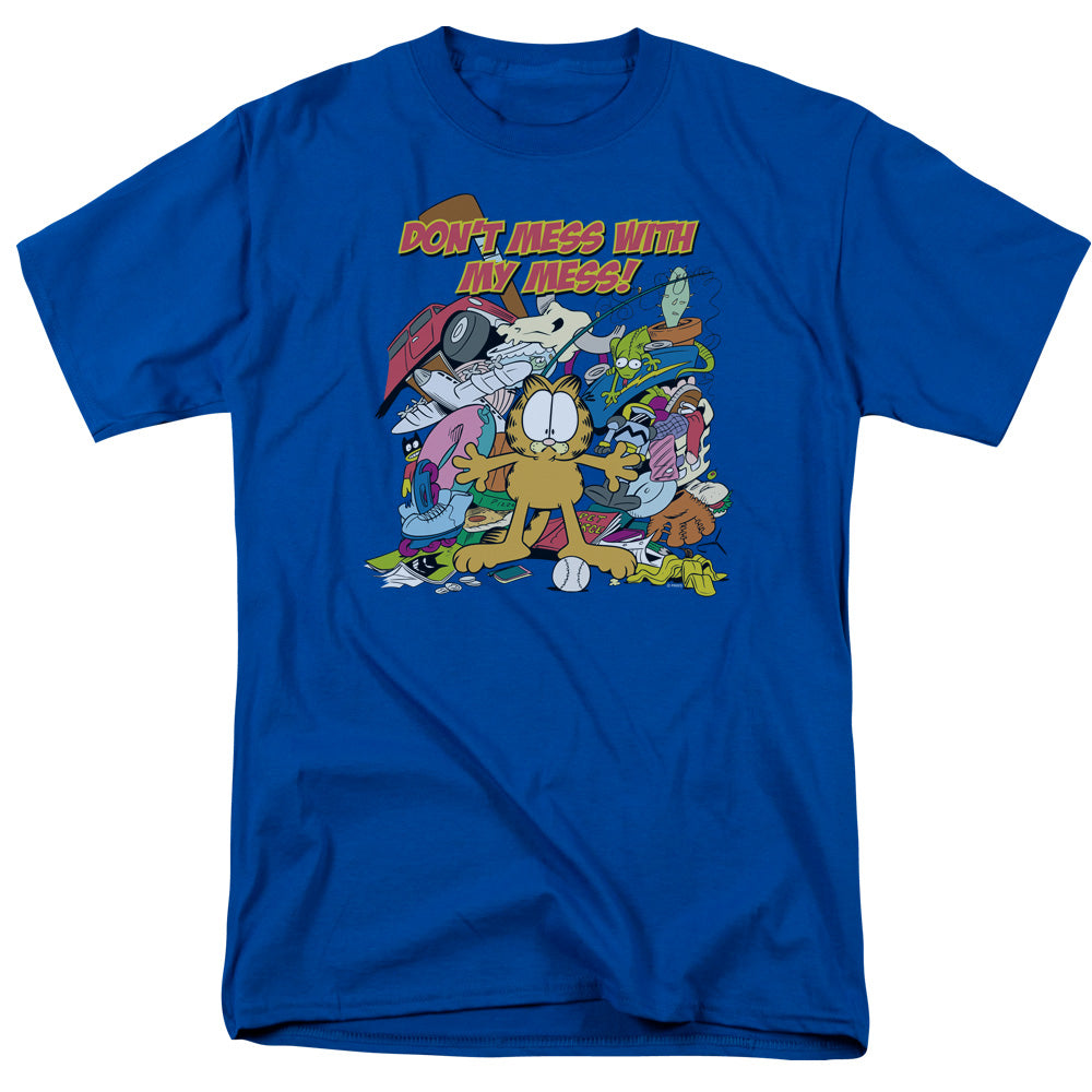 Garfield My Mess Mens T Shirt Royal Officially Licensed