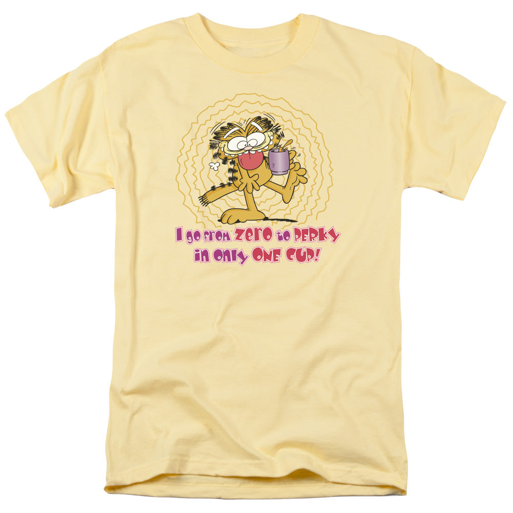 Garfield From Zero To Perky Mens T Shirt Banana Officially Licensed