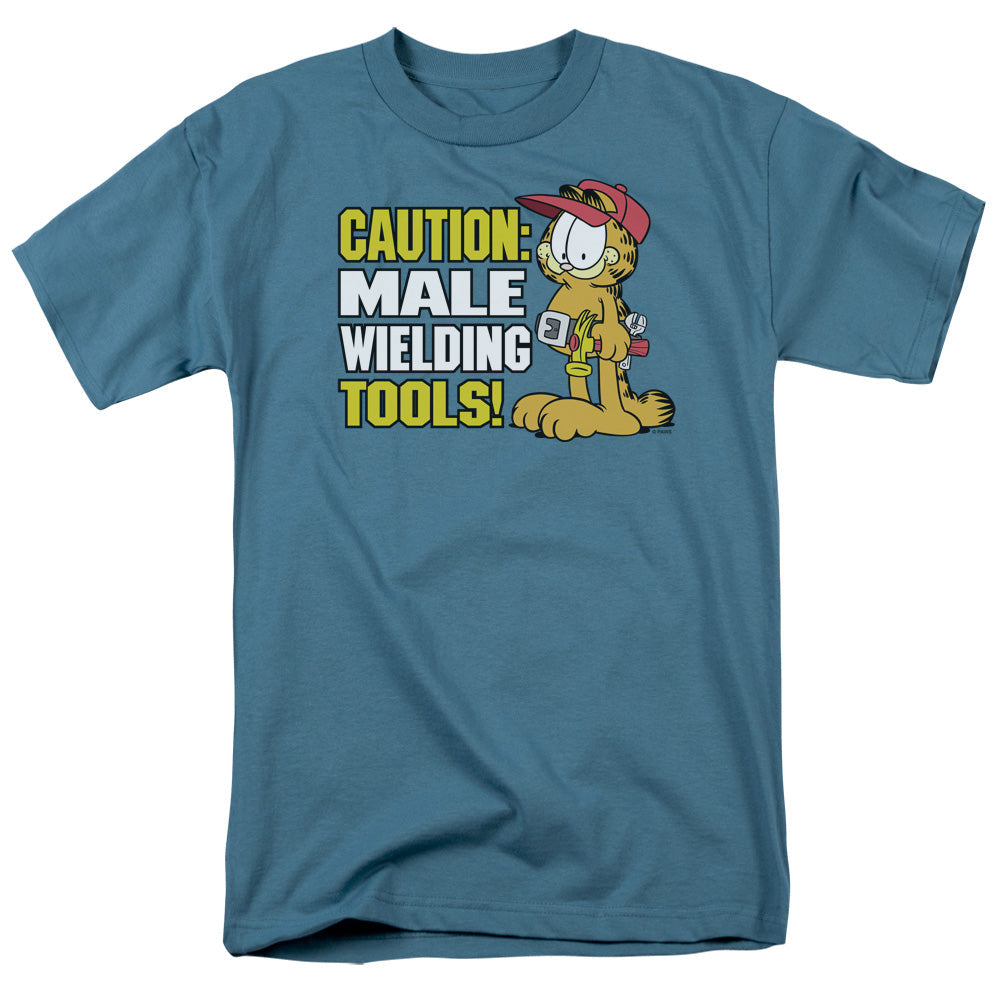 Garfield Male Weilding Tools Mens T Shirt Slate Officially Licensed