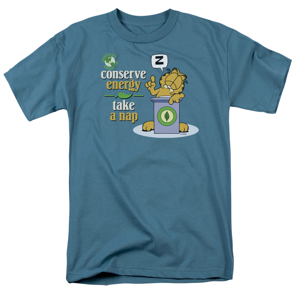Garfield Conserve Energy Mens T Shirt Slate Officially Licensed