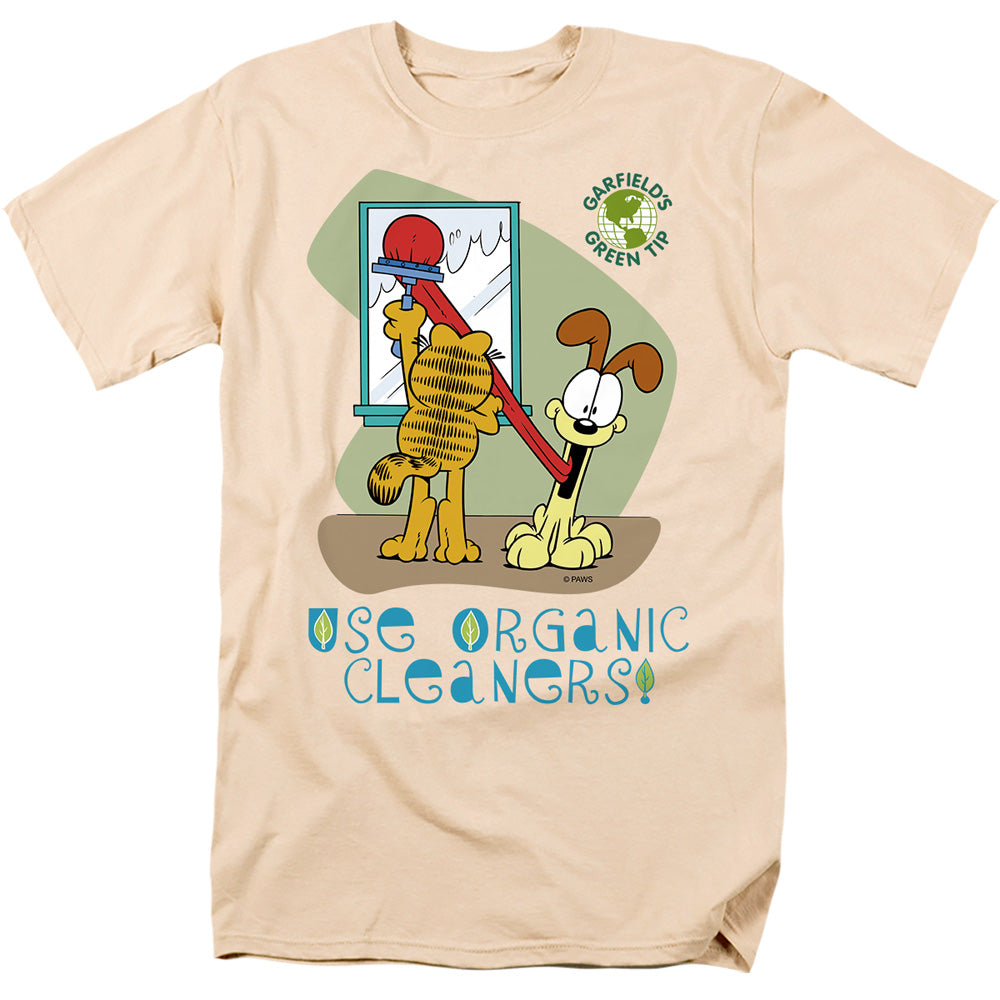 Garfield Organic Cleaners Mens T Shirt Cream Officially Licensed