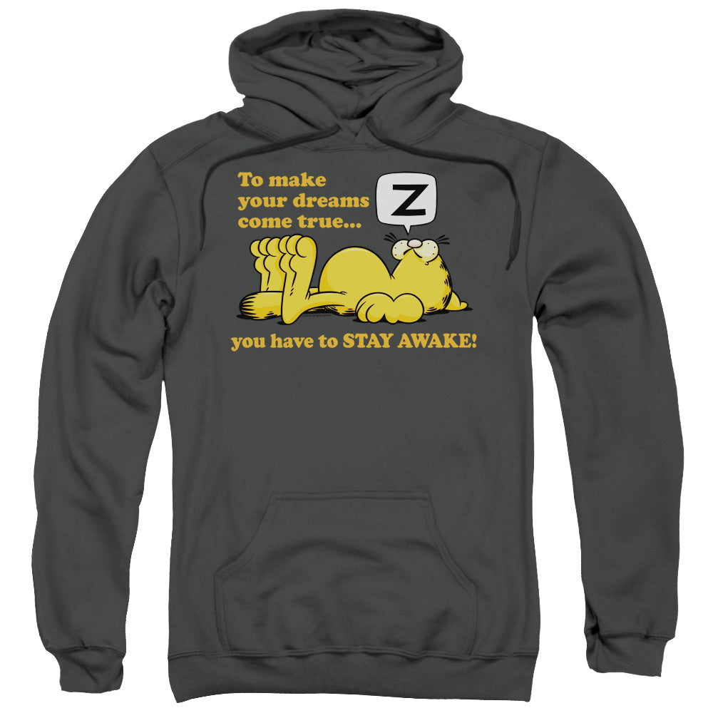 Garfield Stay Awake Mens Hoodie Charcoal