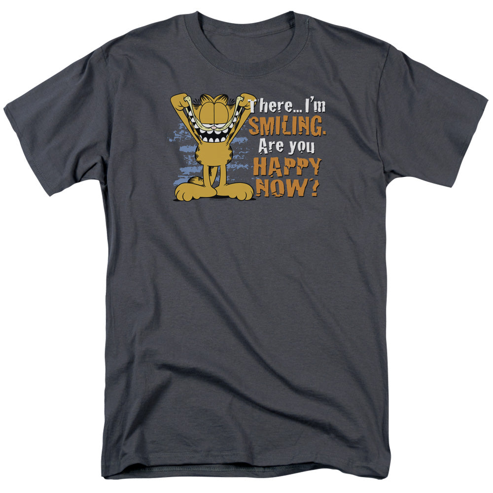 Garfield Smiling Mens T Shirt Charcoal Officially Licensed