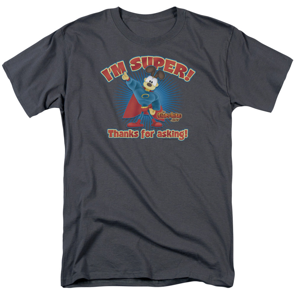 Garfield Super Mens T Shirt Charcoal Officially Licensed