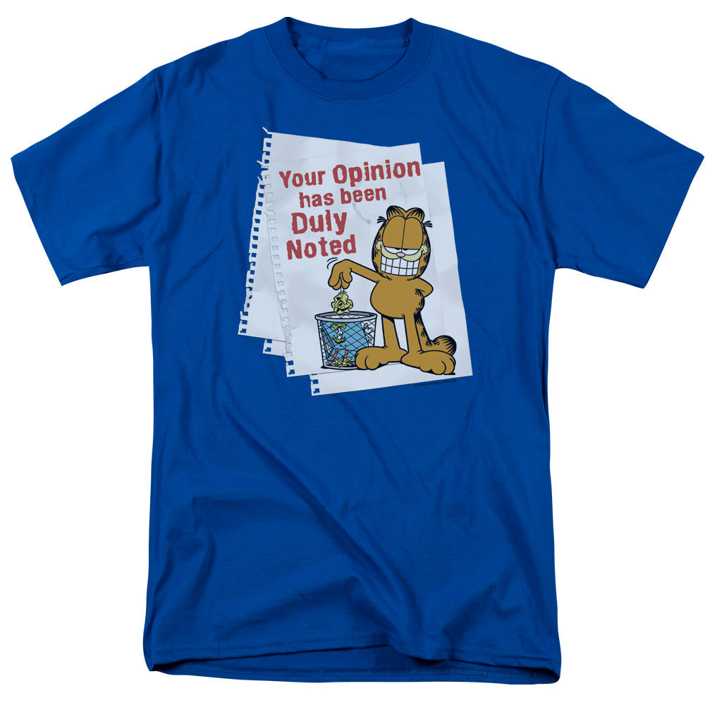 Garfield Duly Noted Mens T Shirt Royal Officially Licensed