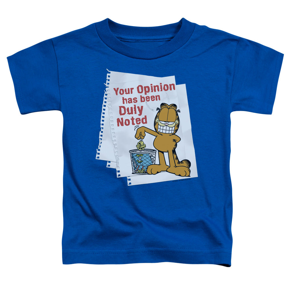 Garfield Duly Noted Toddler Kids Youth T Shirt Royal Blue