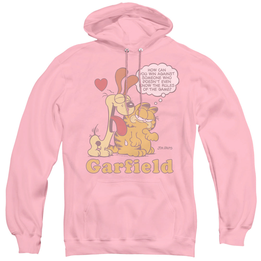 Garfield Cant Win Mens Hoodie Pink