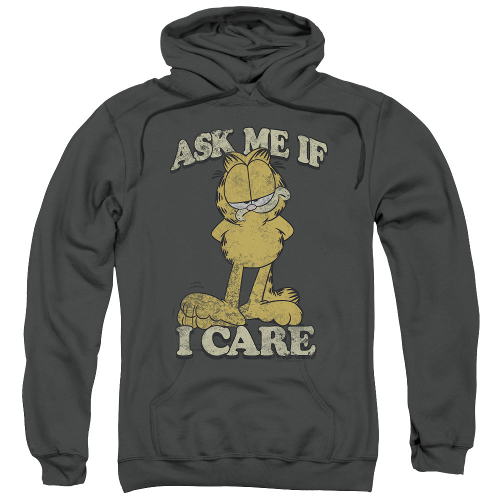 Garfield Ask Me Mens Hoodie Charcoal