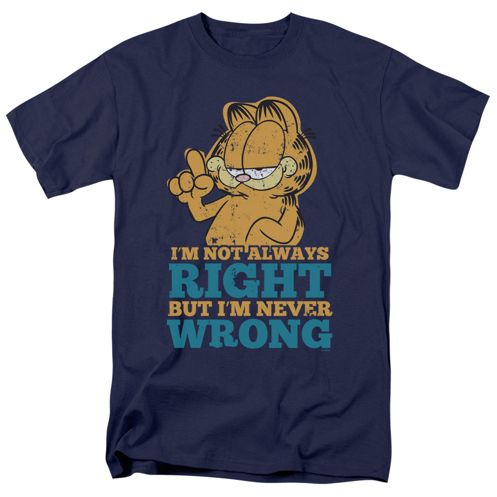 Garfield Never Wrong Mens T Shirt Navy Officially Licensed