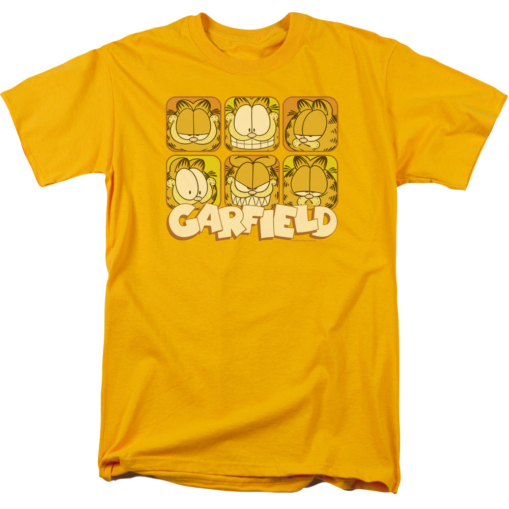 Garfield Many Faces Mens T Shirt Gold Officially Licensed