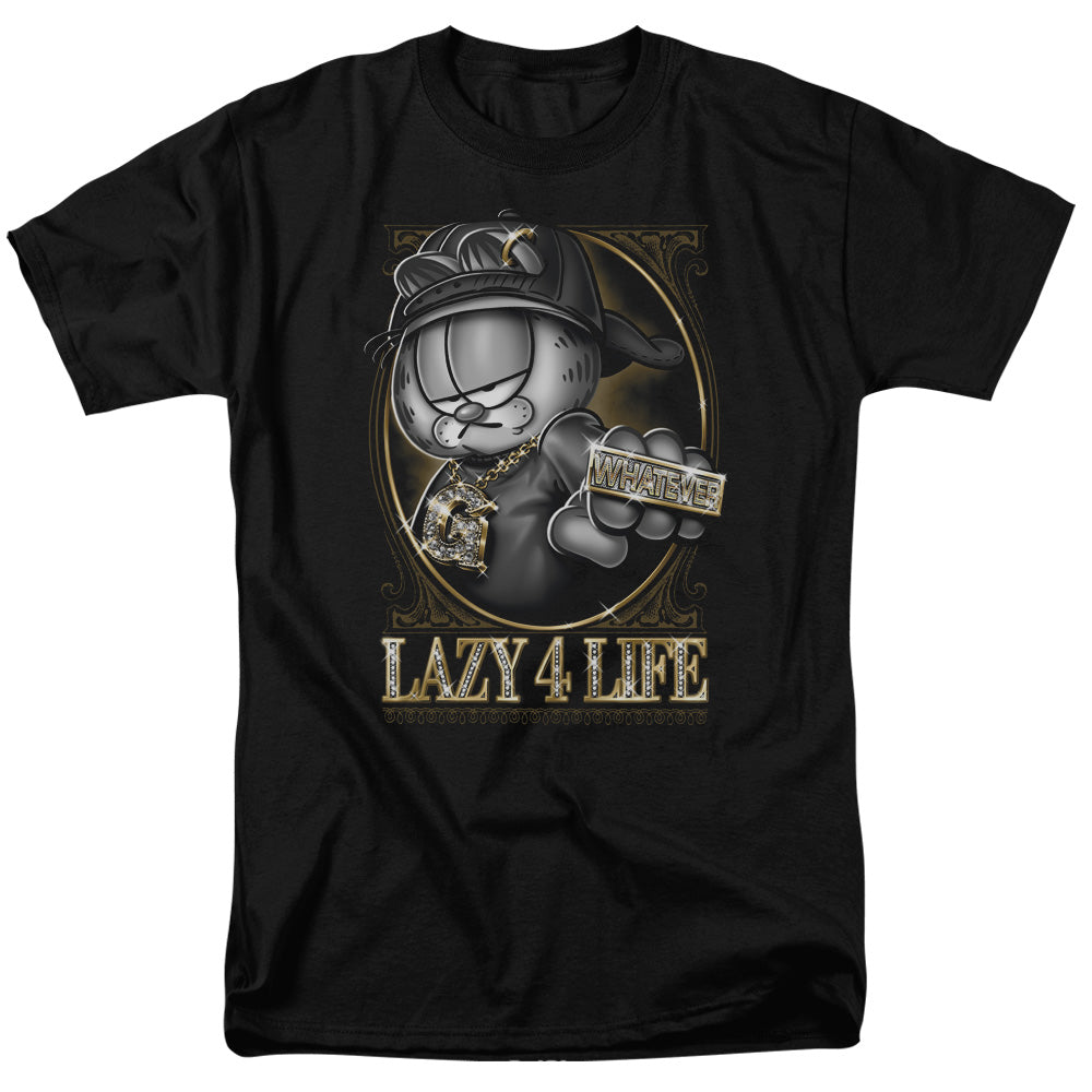 Garfield Lazy 4 Life Mens T Shirt Black Officially Licensed
