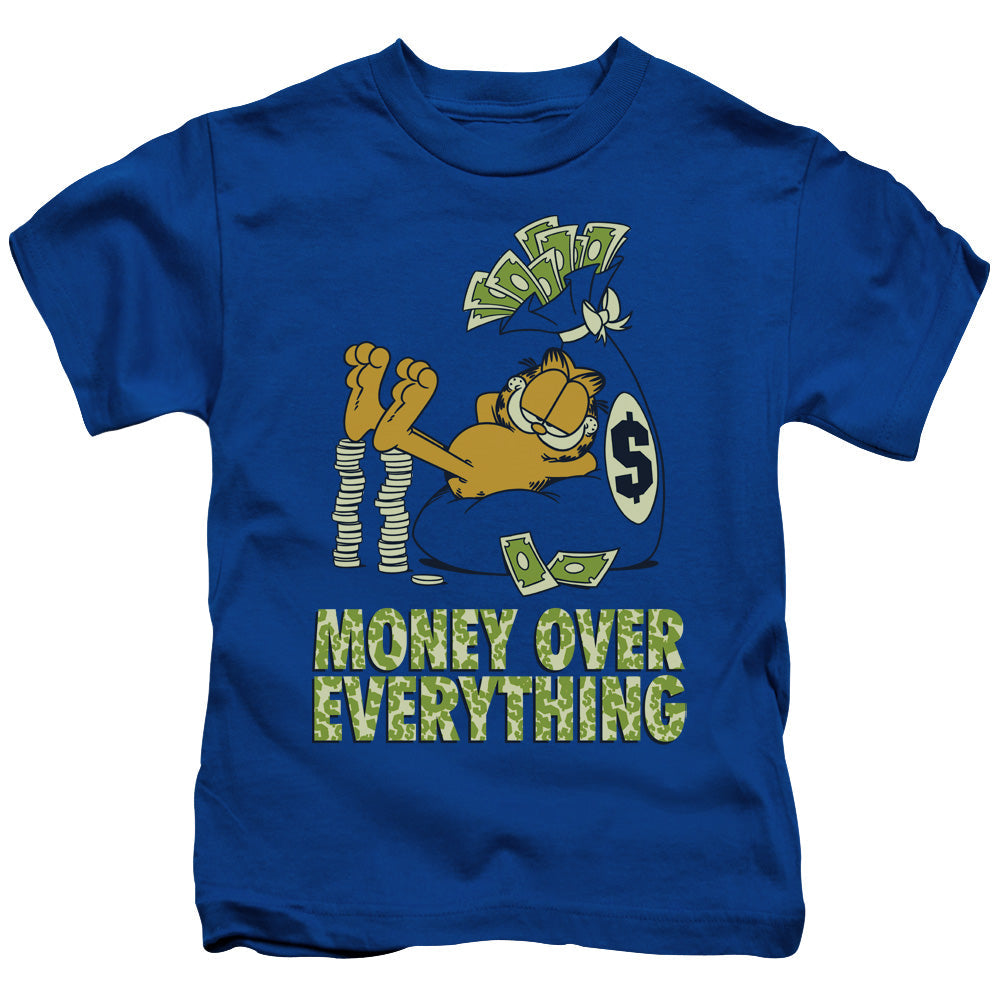 Garfield Money is Everything Juvenile Kids Youth T Shirt Royal Blue