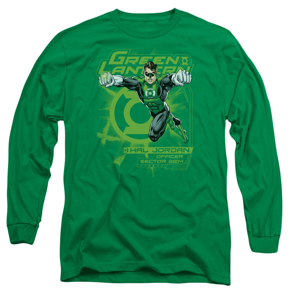 Green Lantern Sector 2814 Mens Long Sleeve Shirt Kelly Green Officially Licensed