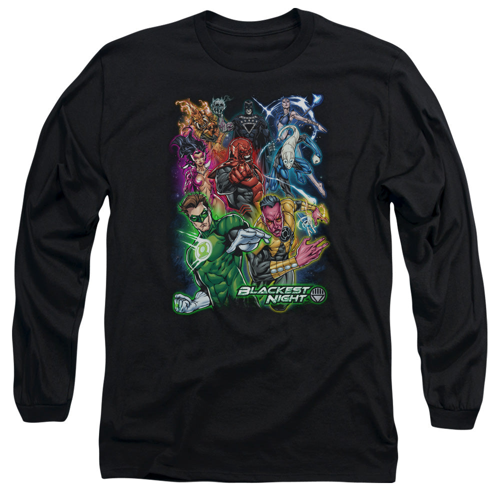 Green Lantern Blackest Group Mens Long Sleeve Shirt Black Officially Licensed