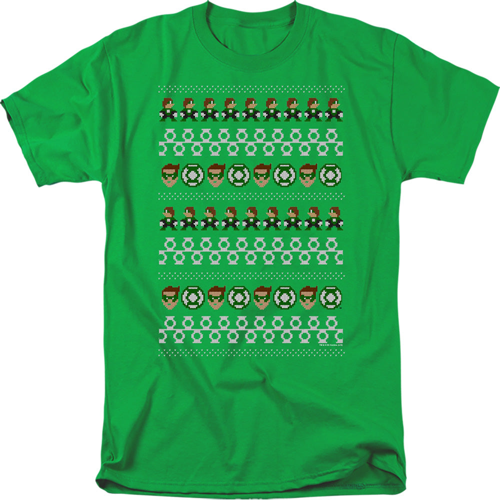 Green Lantern Ugly Christmas Sweater Pattern Mens T Shirt Kelly Green Officially Licensed