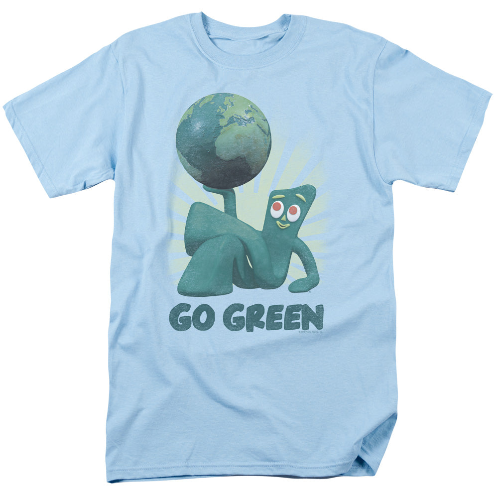 Gumby Go Green Mens T Shirt Light Blue Officially Licensed