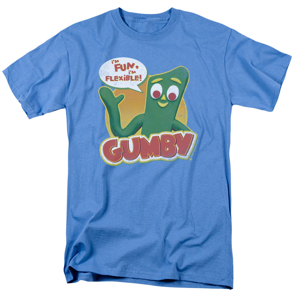 Gumby Fun & Flexible Mens T Shirt Carolina Blue Officially Licensed