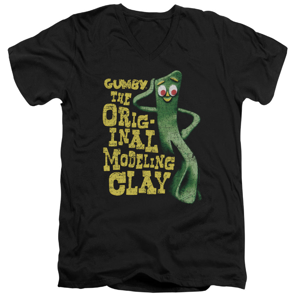 Gumby So Punny Mens Slim Fit V-Neck T Shirt Black