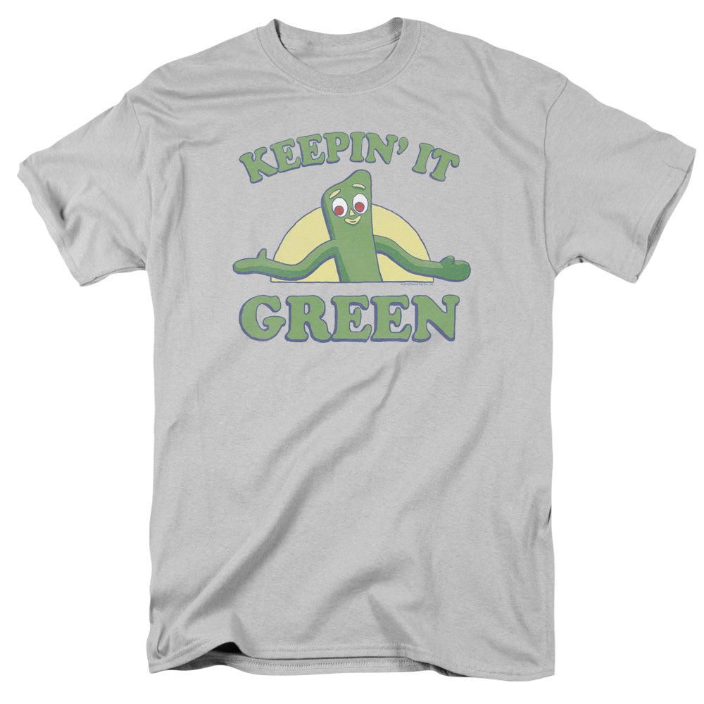 Gumby Keepin It Green Mens T Shirt Silver Officially Licensed