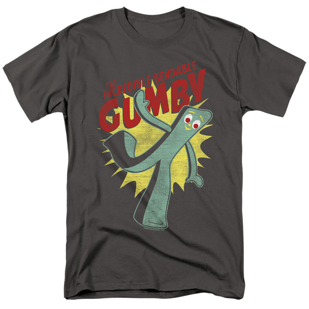 Gumby Bendable Mens T Shirt Charcoal Officially Licensed
