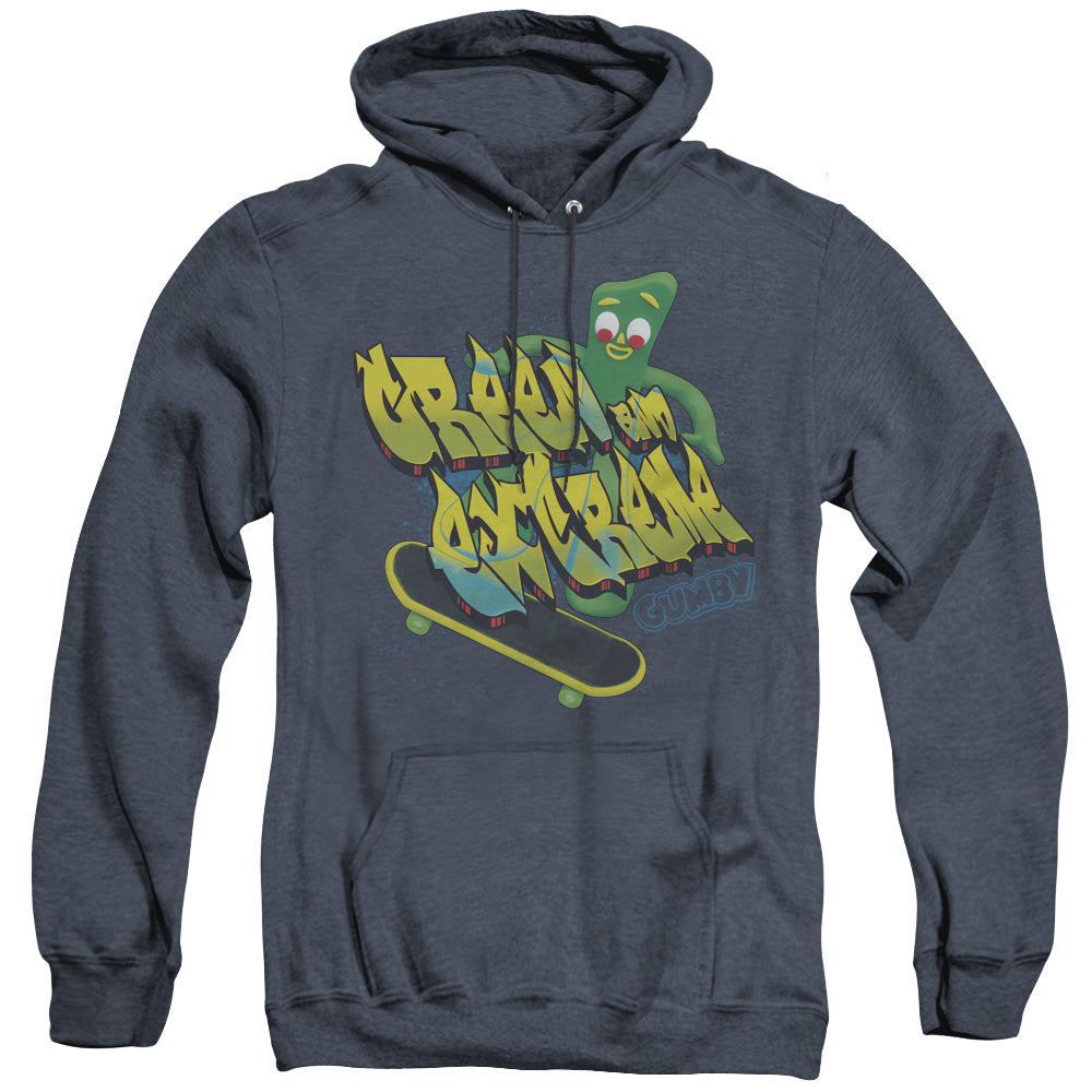 Gumby Green And Extreme Heather Mens Hoodie Navy