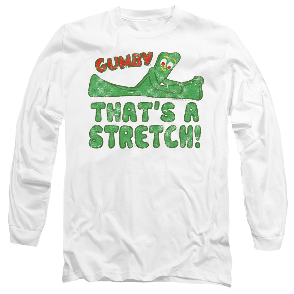 Gumby That’S A Stretch Mens Long Sleeve Shirt White Officially Licensed