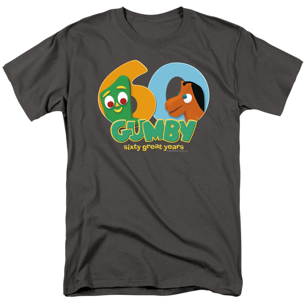 Gumby 60Th Mens T Shirt Charcoal Officially Licensed