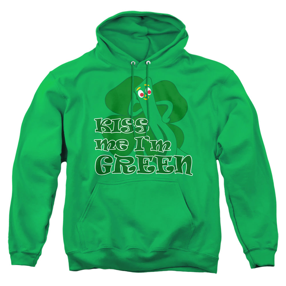 Gumby Kiss Me Im Green Mens Hoodie Kelly Green Officially Licensed