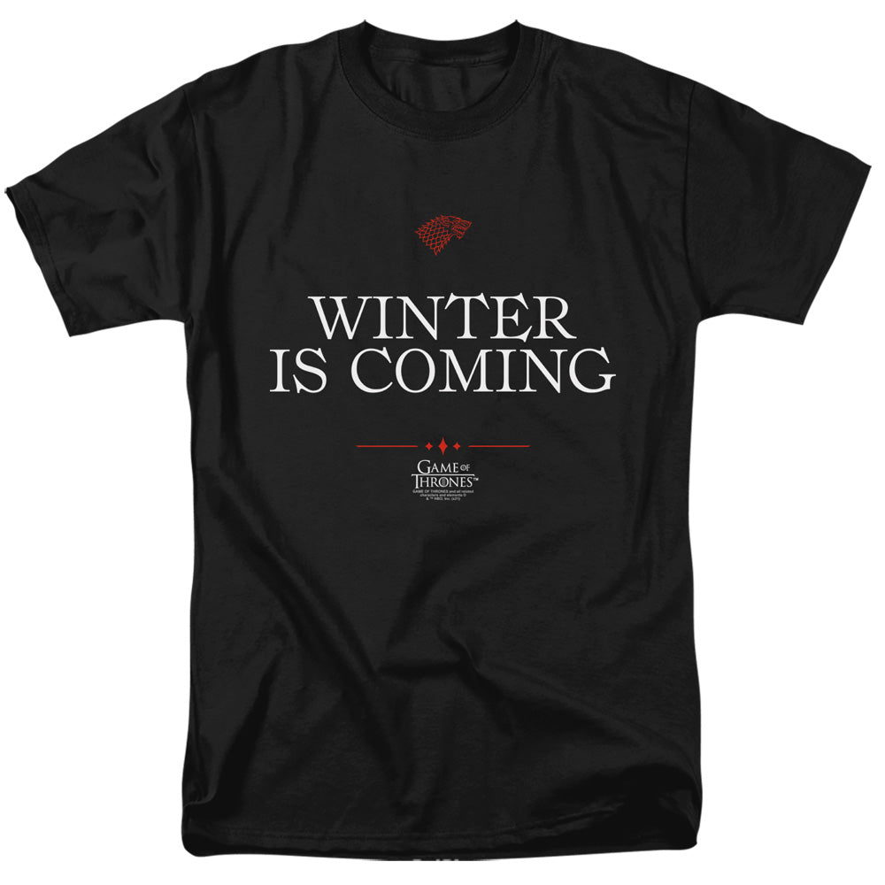 Game Of Thrones Winter Is Coming Text Mens T Shirt Black Officially Licensed