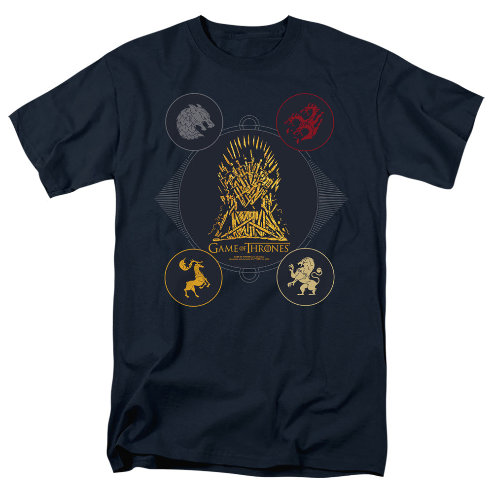 Game Of Thrones 4 Houses 4 The Throne Mens T Shirt Navy Officially Licensed