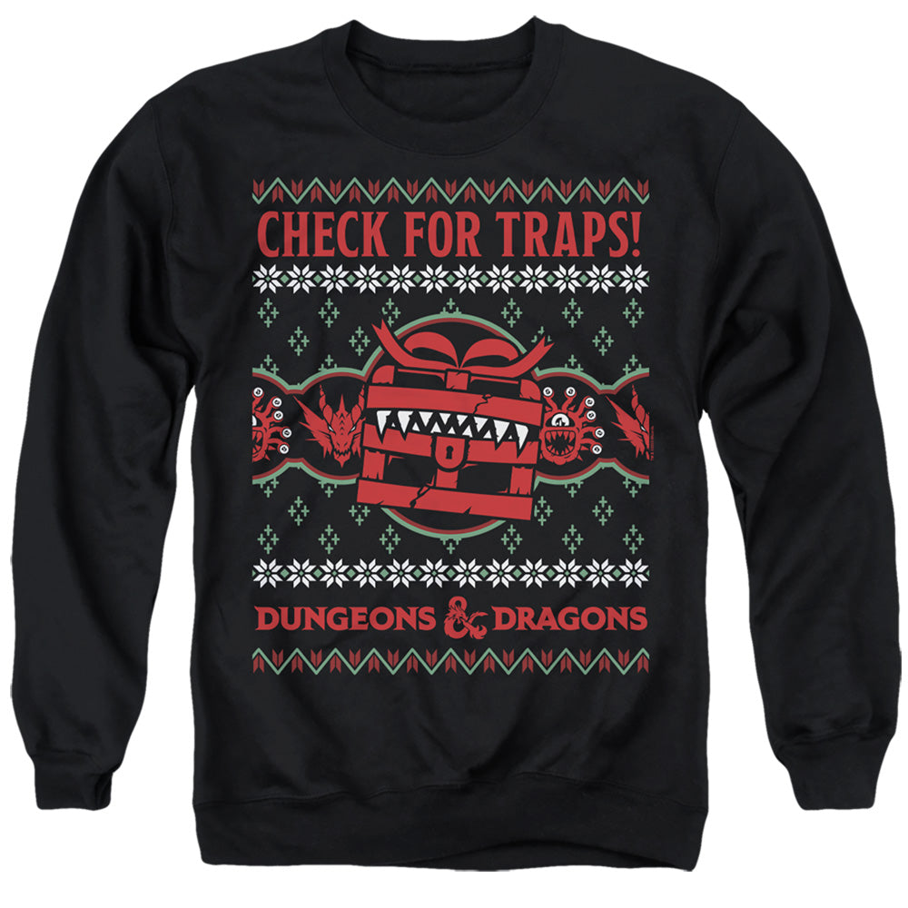 Dungeons And Dragons Check For Traps Ugly Christmas Mens Crewneck Sweatshirt Black
