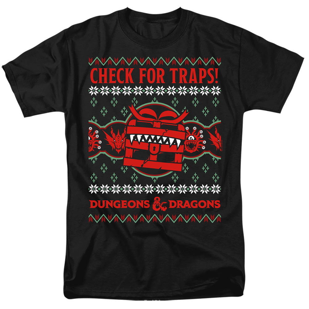 Dungeons And Dragons Check For Traps Ugly Christmas Mens T Shirt Black Officially Licensed