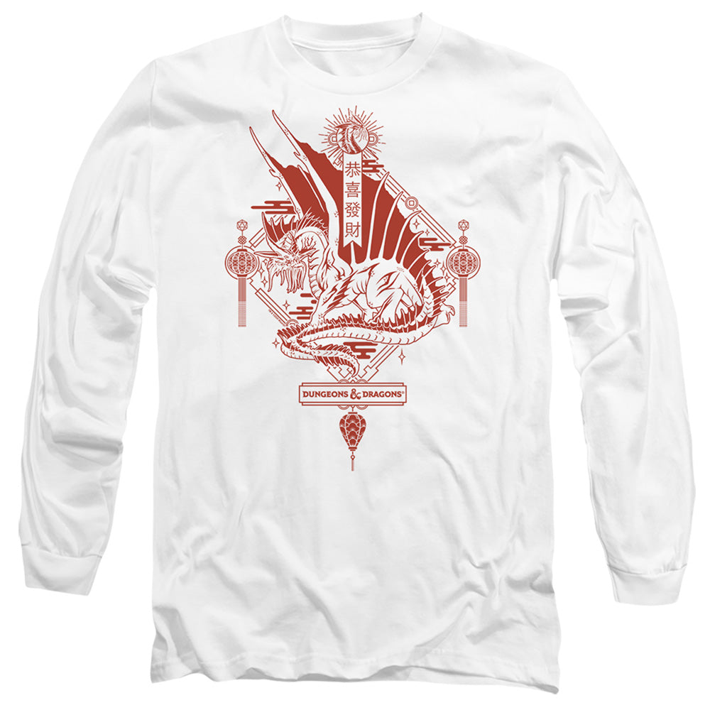 Dungeons And Dragons Year Of The Dragon Red Lantern Mens Long Sleeve Shirt White Officially Licensed