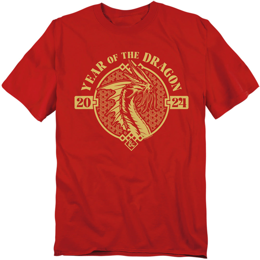 Dungeons And Dragons Year Of The Dragon Gold Beast Mens T Shirt Red Officially Licensed