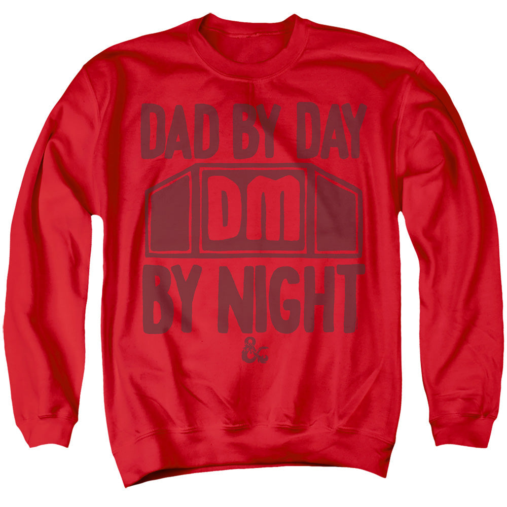Dungeons And Dragons Daddy By Day, Dm By Night Mens Crewneck Sweatshirt Red