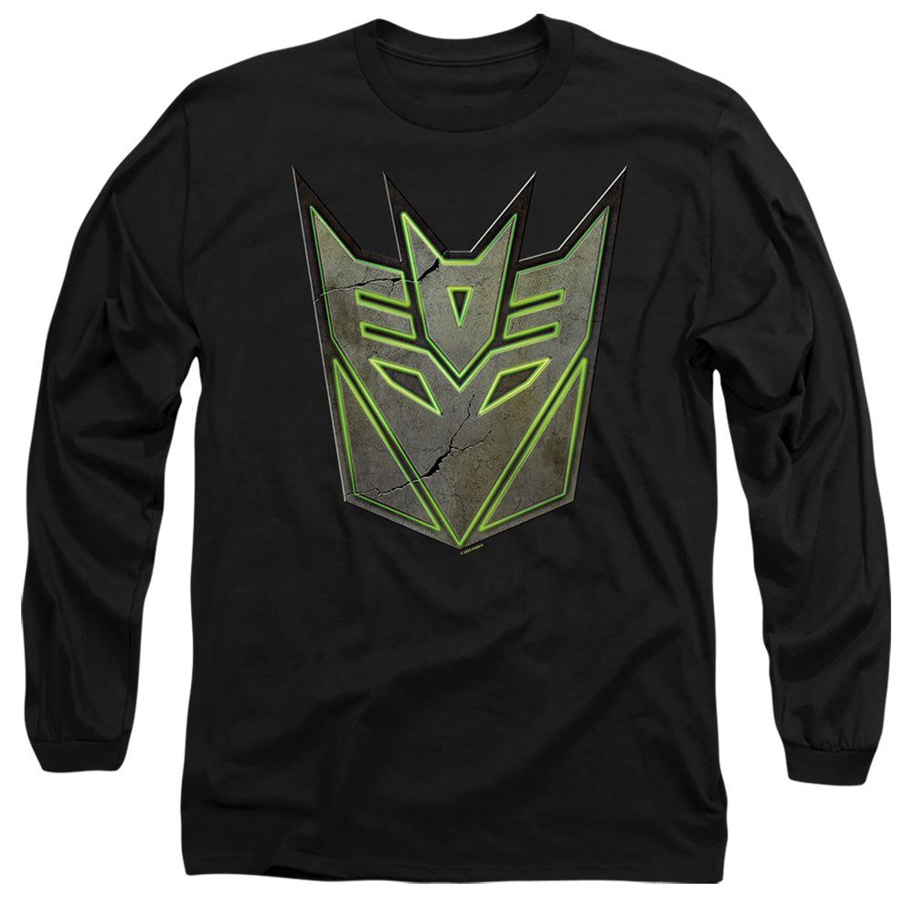 Transformers Glowing Decepticon Logo Mens Long Sleeve Shirt Black Officially Licensed