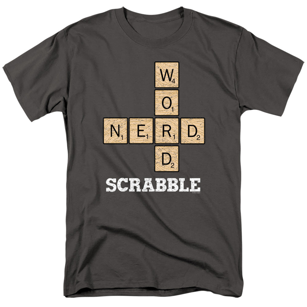 Scrabble Word Nerd Mens T Shirt Charcoal Officially Licensed