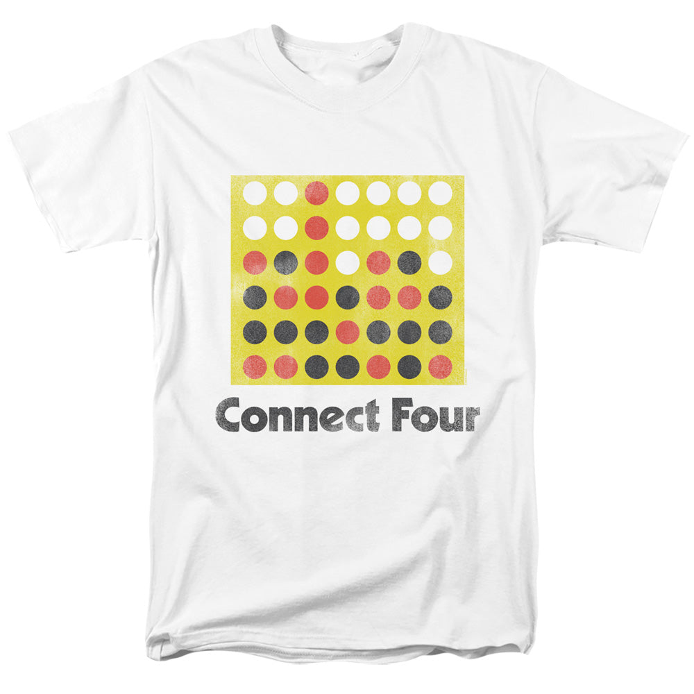 Connect Four Classic Logo Distressed Mens T Shirt White Officially Licensed