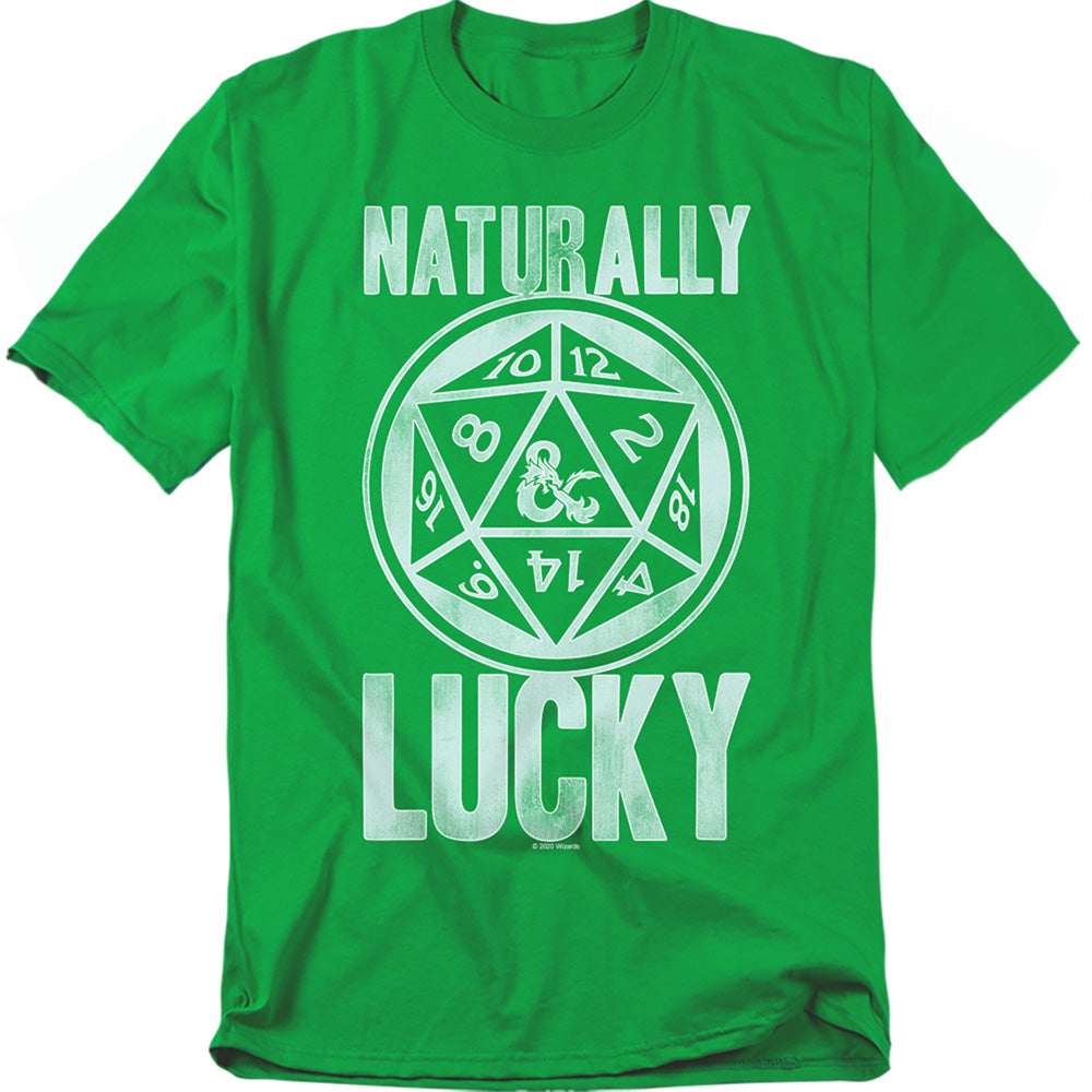 Dungeons And Dragons Naturally Lucky Mens T Shirt Kelly Green Officially Licensed