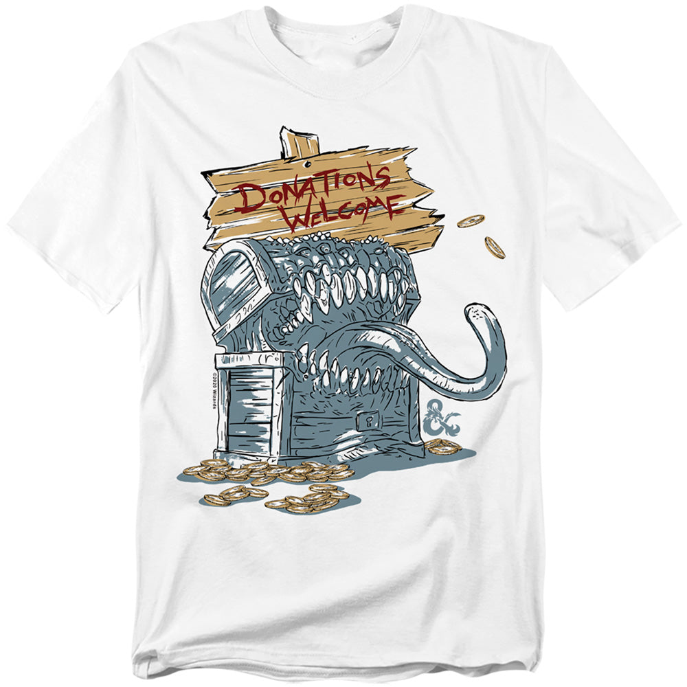 Dungeons And Dragons Donations Welcome Mimic Mens T Shirt White Officially Licensed