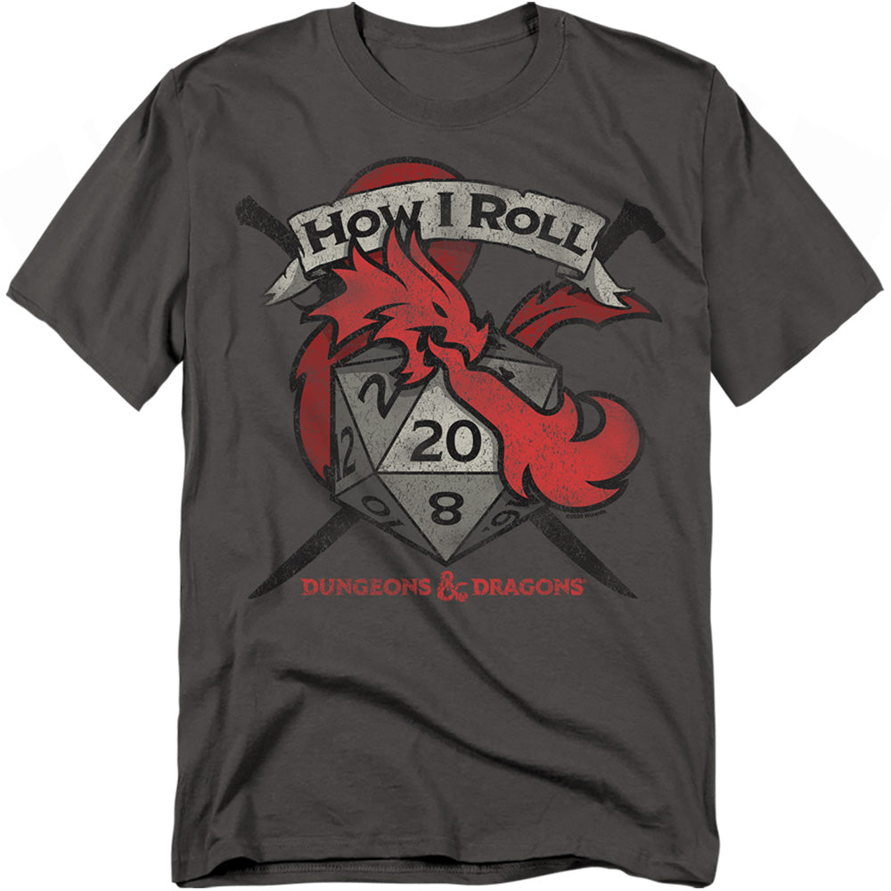 Dungeons And Dragons How I Roll D And D Mens T Shirt Charcoal Officially Licensed