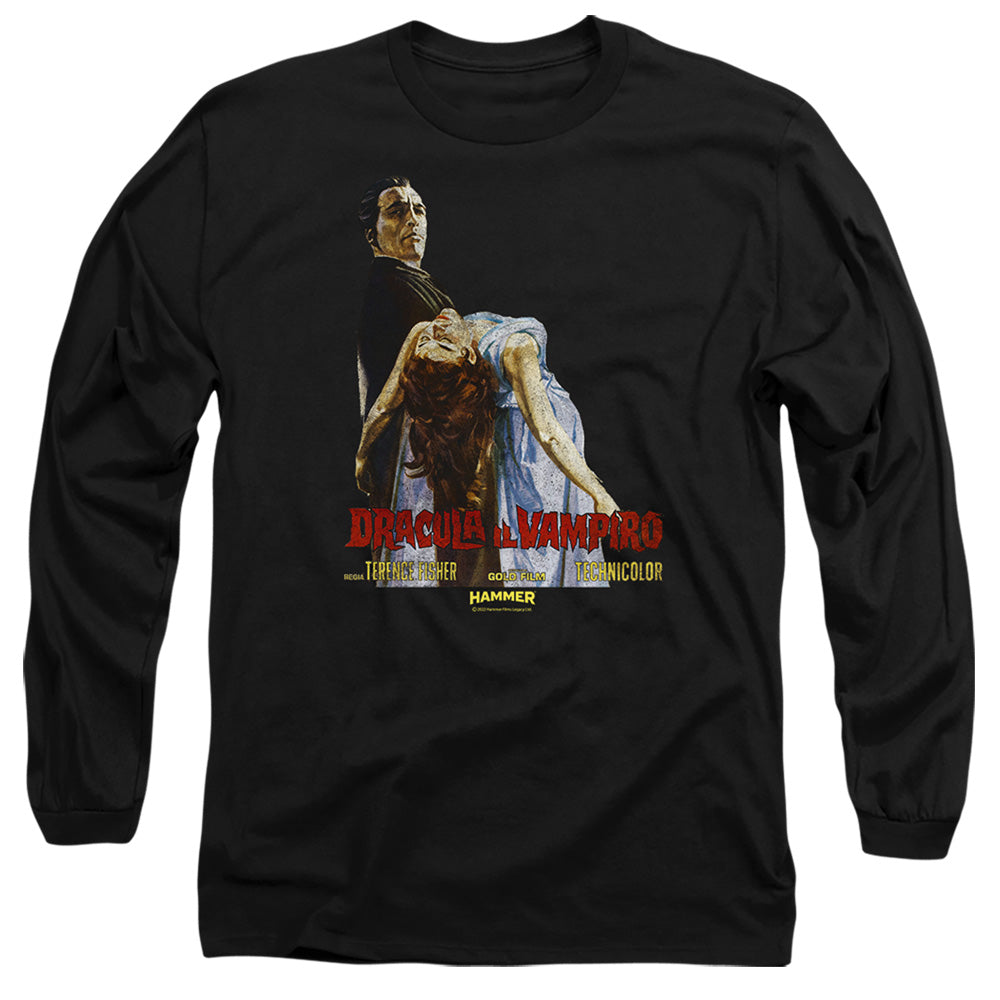 Hammer House Of Horror Vampiro Lady Mens Long Sleeve Shirt Black Officially Licensed