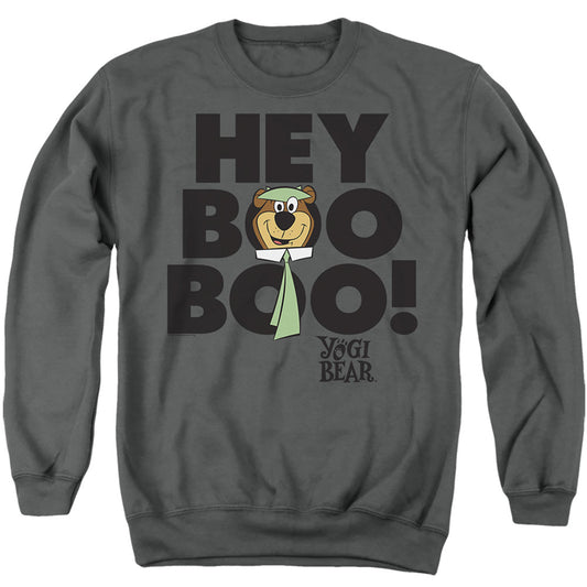 Yogi Bear Hey Boo Boo Mens Crewneck Sweatshirt Charcoal Officially Licensed